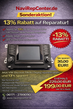 Reparatur VW Discover Media Anzeigen- und Bedieneinheit Navigationssystem LED Touchscreen Display erneuern